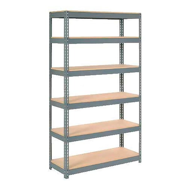 Extra Heavy Duty Shelving 48W x 24D x 60H With 6 Shelves, Wood Deck, Gry